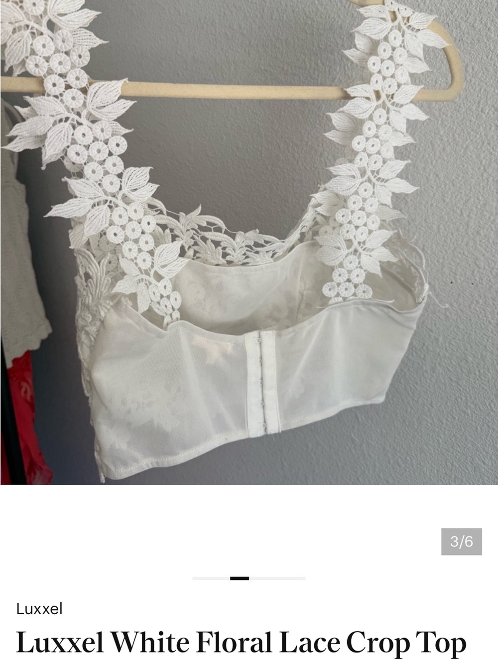 Luxxel White Floral Lace Bralette Crop Top - Picture 6 of 8